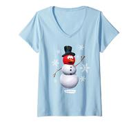Femme VeggieTales Let It Snow Bob The Tomato Snowman T-Shirt avec Col en V