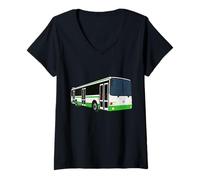 Femme Véhicule de Transport publique Bus Urbain T-Shirt avec Col en V