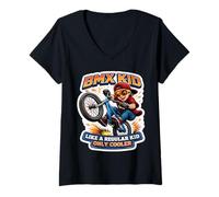 Femme Vélo acrobatique BMX Kid Like A Regular Kid Only Cooler Funny T-Shirt avec Col en V