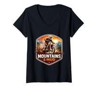 Femme Vélo Tout-Terrain dans Les Montagnes et la Boue, Motocross, MX Sun T-Shirt avec Col en V