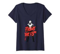 Femme Vendredi 13, Halloween Design Horror Classic T-Shirt avec Col en V