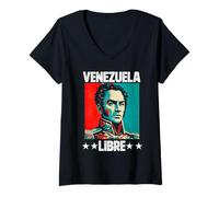 Femme Venezuela Libre Liberté vénézuélienne Forte fierté T-Shirt avec Col en V