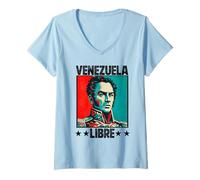 Femme Venezuela Libre Liberté vénézuélienne Forte fierté T-Shirt avec Col en V