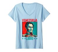 Femme Venezuela Libre Liberté vénézuélienne Forte fierté T-Shirt avec Col en V