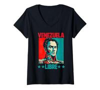 Femme Venezuela Libre Venezuelan Freedom Strong Fier Bolivar T-Shirt avec Col en V