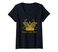 Femme Veni Vidi Vici - Citation Latine de Jules César - Rome Antique T-Shirt avec Col en V