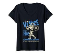Femme Venise Est. 1905 California Retro Vintage Design T-Shirt avec Col en V