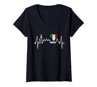 Femme Venise Skyline Battement de Cœur Italie J'aime Venezia T-Shirt avec Col en V
