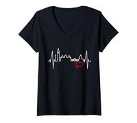 Femme Venise Skyline Battement de Cœur Italie J'aime Venezia T-Shirt avec Col en V