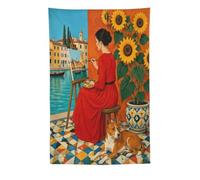 Femme Venise Tournesol Chien Tapisserie Murale, Chiens de compagnie
