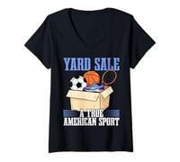Femme Vente de Garage American Sport Thrifting Yard Sale T-Shirt avec Col en V