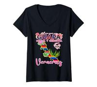 Femme Veracruz México Souvenir Mexicana Guapa Bonita Chingona T-Shirt avec Col en V