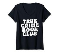 Femme VÉRITABLE Club DE Lecture sur LA CRIMINALITÉ T-Shirt avec Col en V