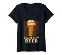 Femme Verre à bière « I Can't Quit Beer » T-Shirt avec Col en V