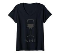 Femme Verre à vin Minimaliste pour dégustation de vin T-Shirt avec Col en V