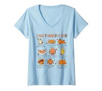 Femme Verse biblique de Thanksgiving chrétien « I Am Thankful for Autumn » T-Shirt avec Col en V