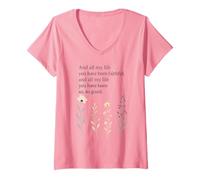 Femme Verse de la Bible chrétienne et Toute ma Vie tu as été fidèle T-Shirt avec Col en V