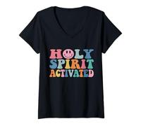 Femme Verset biblique Amusant et Tendance activé par Le Saint-Esprit T-Shirt avec Col en V