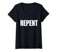 Femme Versets bibliques de Jésus-Christ, repentir et repentir T-Shirt avec Col en V