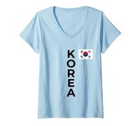 Femme Vertical Corée Minimaliste Athlétique T-Shirt avec Col en V
