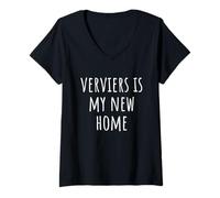 Femme Verviers est ma nouvelle maison T-Shirt avec Col en V