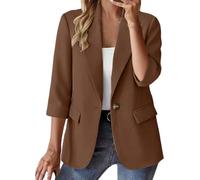 Femme Veste Blazer Manches à Sept Chic Et Elegant Femme Veste Manteau avec Boutons Poches Couleur Unie Coupe Slim Costume À Utiliser Au Bureau Décontractés Party