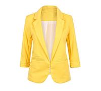 Femme Veste De Tailleur Slim Manteau Court Blazers Jaune XL