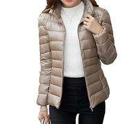 Femme Veste Doudoune Ultra Légère Manteau Court Compressible Blouson Hiver Kaki L