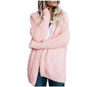 Femme Veste Polaire Manteau Manches Longues Sweats à Capuche Blouson Automne Hiver Chaud Cardigan Pull Hooded Coat avec Poche Couleur Unie sans Fermeture Éclair Chaud Pas Cher