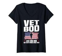 Femme Vet BOD Ressemble à Un père souffrant de Plus de douleurs aux Genoux, vétéran Patriote américain T-Shirt avec Col en V