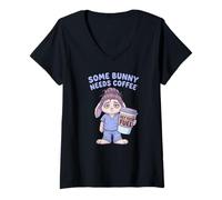 Femme Vet Tech Fuel Some Bunny Needs Coffee Vétérinaire Technicien T-Shirt avec Col en V