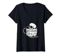 Femme Vêtements alternatifs esthétiques pour Femmes Gothiques - Thé crânes T-Shirt avec Col en V