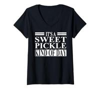 Femme Vêtements de cornichon Doux - Motif cornichons Mignons et Amusants T-Shirt avec Col en V