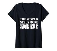 Femme Vêtements de cornichons épicés - Design Amusant et Incroyable pour Les Amateurs de cornichons T-Shirt avec Col en V