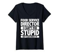 Femme Vêtements de Directeur de Service Alimentaire - Design drôle et Mignon de directeurs T-Shirt avec Col en V