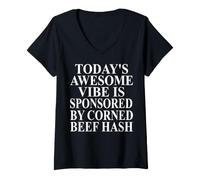 Femme Vêtements de hachage de bœuf de maïs | Design Unique et Amusant pour Les Amateurs de haschisch T-Shirt avec Col en V