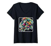 Femme Vêtements de Skate rétro pour Hommes et Enfants Y2K Cool Wolf T-Shirt avec Col en V