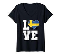 Femme Vêtements de voyage Love Sweden Great Sweden Swedish Love T-Shirt avec Col en V