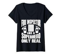 Femme Vêtements d'inspecteur d'incendie | Design Unique et Amusant d'inspecteurs T-Shirt avec Col en V