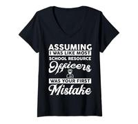 Femme Vêtements d'officier des ressources Scolaires - Design Mignon et drôle d'officiers T-Shirt avec Col en V