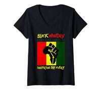 Femme Vêtements du Mois de l'histoire des Noirs BLM Pro Black Power Fist T-Shirt avec Col en V