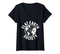 Femme Vêtements en T Flat Earth Society Conspiracy Theory Earther T-Shirt avec Col en V