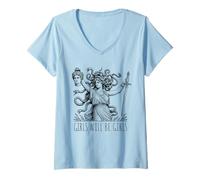 Femme Vêtements féministes Vintage Girl Will Be Girls Medusa pour Femmes T-Shirt avec Col en V