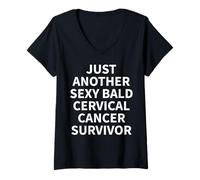 Femme Vêtements pour survivants du Cancer du col de l'utérus | Conception des survivants Chauves T-Shirt avec Col en V