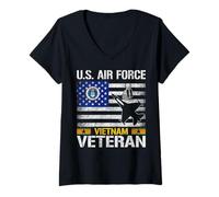 Femme Vétéran de l'US Air Force Vietnam T-Shirt avec Col en V