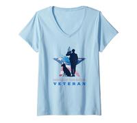 Femme Vétéran - Heroes of This Nation (Graphique de l'armée américaine) T-Shirt avec Col en V