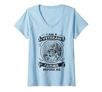 Femme Vétéran patriote - Je suis un vétéran comme mon père avant moi T-Shirt avec Col en V