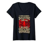 Femme Veteran Pride Retro Military Soldat Tribute T-Shirt avec Col en V