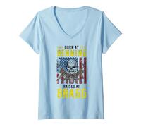 Femme Vétérans aéroportés - Born At Benning Raised Bragg T-Shirt avec Col en V