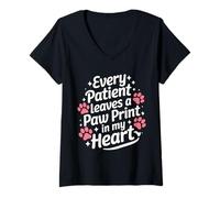 Femme Vétérinaire : Chaque Patient Laisse Une Empreinte de Patte dans Mon cœur T-Shirt avec Col en V